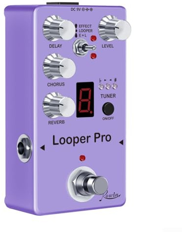 Rowin Looper Pro Pedal de efectos digitales con reverberación de afinador de coro de retardo, efector de retardo