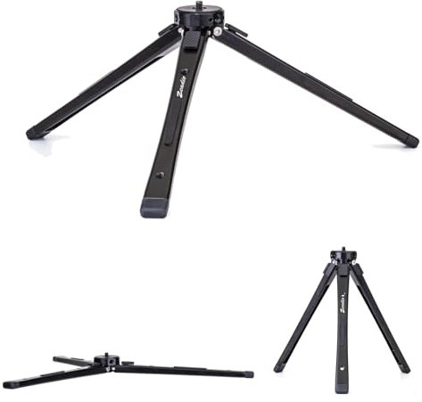Zeadio Trípode de Metal Extra Resistente y Altura Ajustable - Soporte Compacto Universal para Cámara, Gimbal, Acción, Videocámara, Micrófono, Luz LED, Smartphone + Monopod (40kg/88lb Carga)