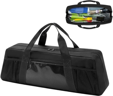 Organizer per utensili per griglia - Borsa per accessori per griglia 56 x 16,5 x 18,3 cm, valigetta portatile con manici ergonomici per barbecue all'aperto