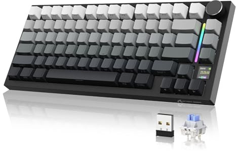 YINDIAO ATTACK SHARK X820 Ultra Teclado Mecánico Gasket con Pantalla TFT y Perilla, Diseño ANSI 75%, 2,4 GHz/BT/Cableado, 5 Espumas Insonorizantes, Hot Swap, para PC,MAC (Moonlight, Interruptor Shark)