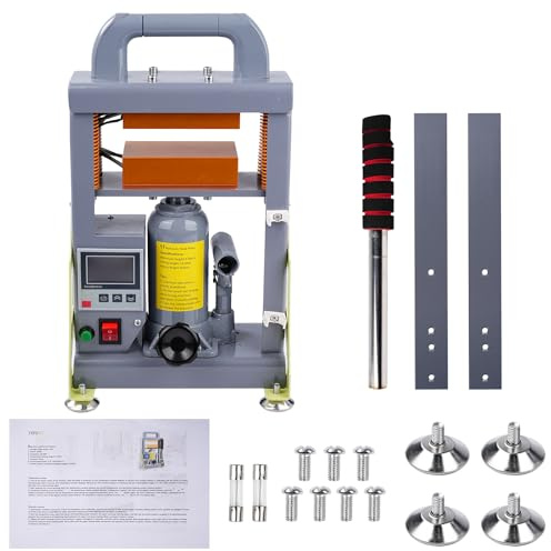 LetCartMaker Prensa de calefacción hidráulica manual de 5 tonos, 600 W, placas de calefacción dobles, máquina de extracción de Rosin, Gris - Prensas de presión para extracción de aceite, impresión