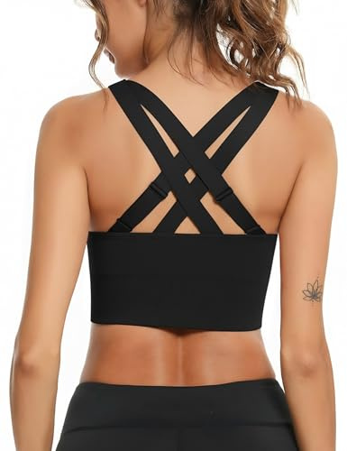 Litherday Sport-BH för kvinnor starkt grepp push up sport-BH utan bygel för yoga fitness fritid justerbar crossback sporttopp S–XXL