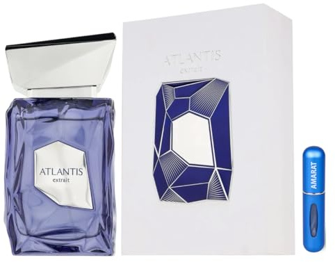 Atlantis Extrait Arabisches Parfüm, Unisex, Extrait de Parfum, 100 ml, lang anhaltend, inklusive nachfüllbarem Zerstäuber, Mandarine Wassermelone, Kokosnuss, Bernstein, Grau, Kakao, intensiver