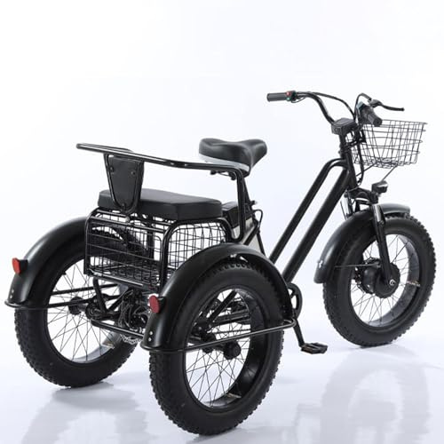 Giuggiolared Electric Tricycle for Adults,Fat Tire Folding Electric Trike,3 Wheels Electric Bicycle Bikes, 500W Step-Thru Etrike with Rear Seats for Women Men Only-Trike
