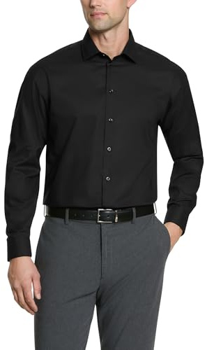 Kenneth Cole Unlisted mens Regular Fit Solid Dress Shirt, Black, 17'-17.5' Neck 34'-35' Sleeve, X-Large US