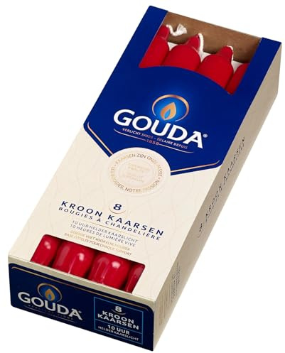 Gouda Kronljus Rubinröd 240/24, 8 Bitar