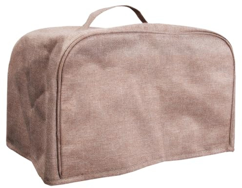 FLR Large 4 Slice Toaster Cover with Pockets, Can Hold Toaster Tongs and Knife, Dust-proof & Oil Proof, Fit Most Large Toasters. (Rice Coffee, 16' x 7.5' x 8')