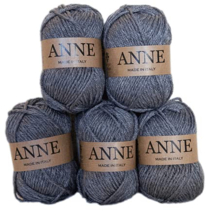 BORGO DE' PAZZI FIRENZE Yarn - Lot de 5 pelotes de 50 g, 50% laine vierge, 50% acrylique, fabriqué en Italie (Gris 303)
