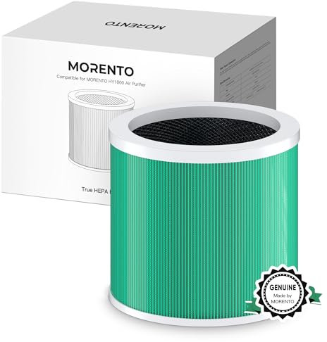 MORENTO HY1800 Original Luftreiniger Ersatzfilter, Echter HEPA-Filter, Vorfilter gegen 99,97% Schimmel Allergien Rauch Staub Pollen für Raucherzimmer Allergiker, Effiziente Aktivkohle (1er Pack)