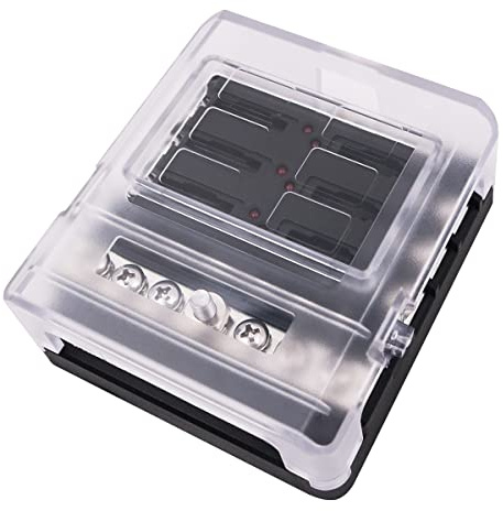 Tiardey Boîte à fusibles 6 voies Bloc de fusibles à lame 12 V avec indicateur LED,support de boîte à fusibles 6 circuits avec bus négatif pour automobile,voiture,bateau,SUV,camping-car,van