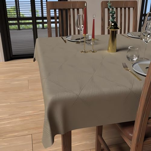 Soleil d'ocre, Luxury Nappe carée Anti-tâches 180x180 cm, Polyester, Champagne