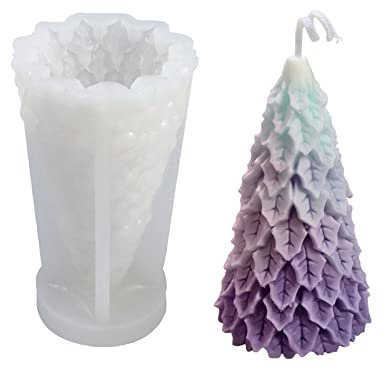 YEJAHY Moldes de Velas, Molde de Silicona de Árbol 3D para hacer velas, molde de resina para velas perfumadas, jabón, chocolate y regalos, Pino frondoso