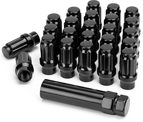 KSP M12 x 1,5 förlängda hjulmuttrar, 24 stycken, 6 spline tuners, sluten ände, ET-hjulmuttrar för eftermarknadshjul, 12 mm x 1,5 krökning, hattmuttrar, ersättning för Toyota Tacoma 4runner Tundra med