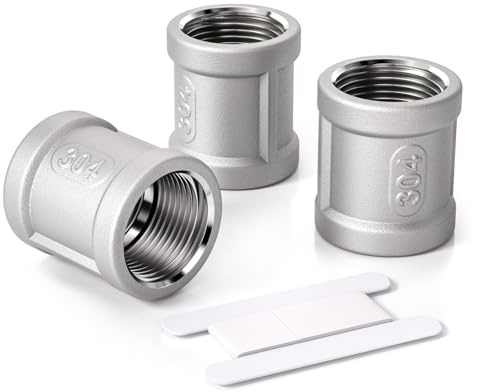 Bwintech 3 Pz 1/2 Femmina a 1/2 Femmina BSP Filo Acciaio Inox 304 Connettore di Accoppiamento per la Conversione di Collegamento Tubo