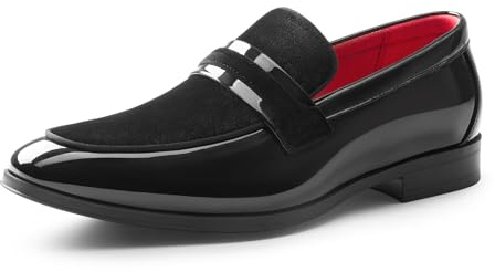 Bruno Marc Men's Tuxedo Loafers Slip-on Dress Shoes,Black,9