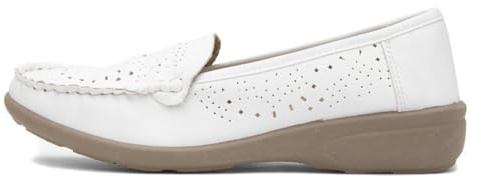 Softlites Womens White Casual Slip On Loafer Shoe