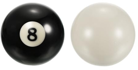 PATIKIL Palla Biliardo di Ricambio #8 2-1/16, 2 Pezzi Palla Biliardo Palla Biliardo Standard di Dimensioni Regolamentari Bianca per Sala Biliardo Sala Giochi, Nero