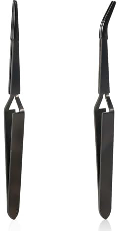 Pincettes Inversées, Pincettes à Verrouillage Croisé Pincettes à Souder avec Embouts en Caoutchouc Pincettes à Action Inversée pour la Fabrication de Bijoux Électroniques (Noir)