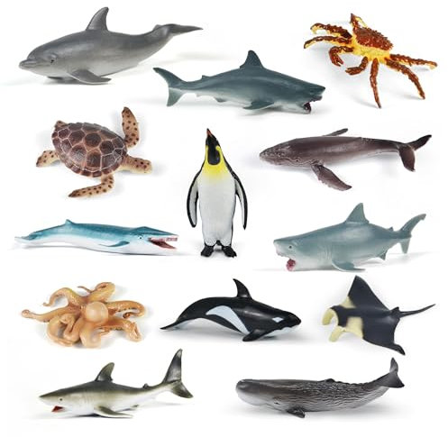LXONTSG Mare Giocattolo Animale Figure, 12 Pezzi Marini Figure Animali, Oceano Giocattoli Animali, Mini Marini Giocattolo, Giocattoli Animali Marini, Oceano Figure Plastica, Animali Marini