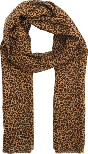 Ever Bloom Damen Schal mit Leopard Muster, Leichtes Halstuch mit Fransen, Modische und Elegante Sommer und Helbst Leo Schals für Frauen, Schal Farben:LEO Camel