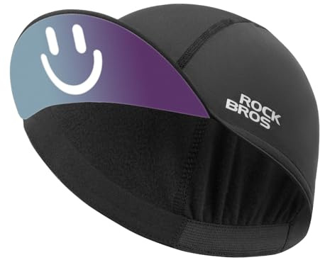 ROCKBROS Winter Cycling Caps for Men and Women Windproof Cycling Hat Under Helmet Liner Breathable Sweat Absorbent with Sun Visor Black