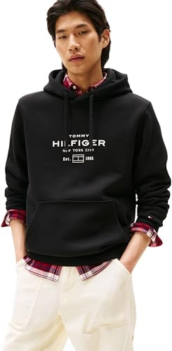 Tommy Hilfiger herr oval grafitisk huvtröja MW0MW40864 pullover huvtröja, svart, XXL, svart (svart), XXL