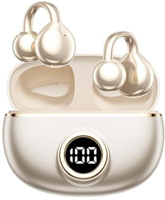 Casque Bluetooth à clip ouvert sans fil avec clip d'oreille à conduction Air Bone Conduction sans fil Open Earbuds Casque de sport Bluetooth à bruit osseux Casque avec arceau pour la course à pied et