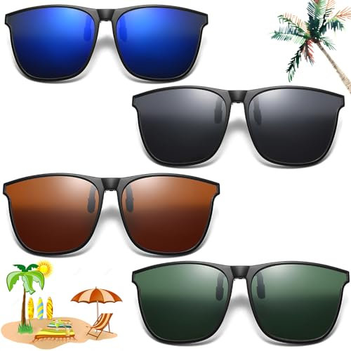 Truee Clip Pour Lunettes De Soleil Polarisées - 4 Pièces Relevables Et Ultra Légers pour Homme Et Femme - Compatible avec La Plupart Des Montures (4 Couleurs)