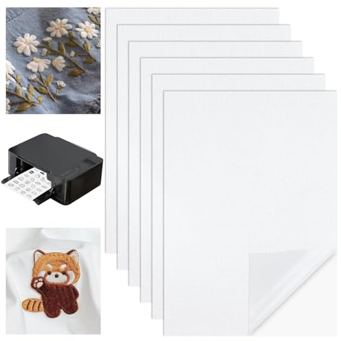 WUBAYI 6 hojas A4 (21 x 29,7 cm) de papel de bordado soluble en agua, soporta patrones de bordado en tela de bordado, estabilizador de lavado para uso a mano y máquina