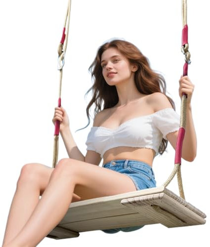 Altalena In Legno | Sedile Per Altalena Con Corda Regolabile In Altezza Per Adulti - Grande Portata Per Tutti Età Adulti e Ragazzi