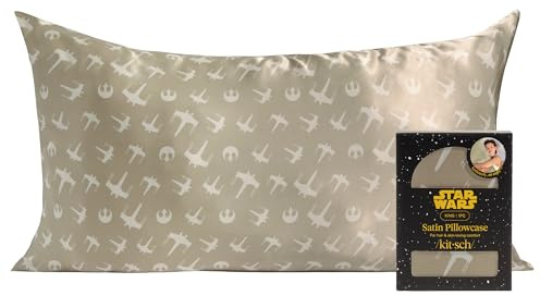 Kitsch x Star Wars Rebel Alliance Satin Pillowcase | Satin Pillowcase with Zipper, Better Than Silk Pillowcase | Frizz-Reducing Pillow Case for Hair & Skin Care, Cooling & Breathable - King