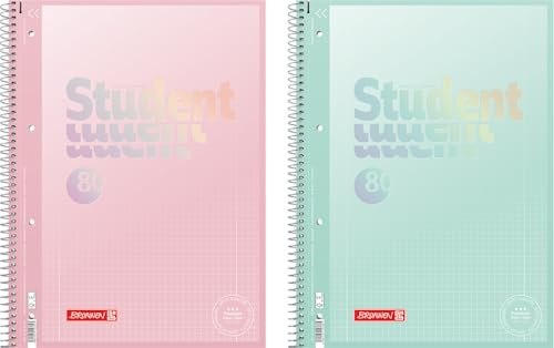 BRUNNEN Collegeblock Premium Student Pastell | A4, linjerat 28, 80 ark, blandade