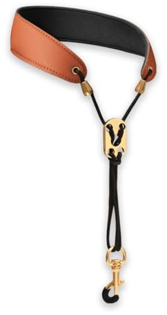 YAZWUR Correa ajustable para saxofón, con gancho de metal de fibra de alta resistencia, con almohadilla gruesa suave, accesorio para instrumentos, para saxofón soprano, tenor, alto, barítono (Marrón)