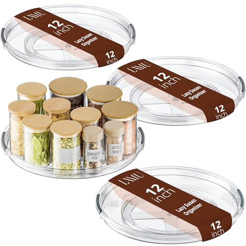 LAMU 12 in Lazy Susan Turntable, 4 Pack Clear Spice Rack, Organizer Storage