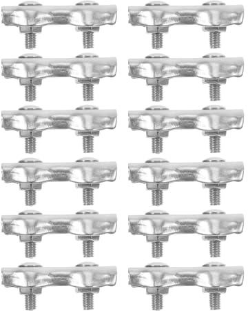 HYTROVE 12pezzi Morsetti per Cavo Acciaio Inox Doppia Piastra Clip per Fune Metallica Sicura per Funi di Acciaio e Accessori Recinzioni Elettriche