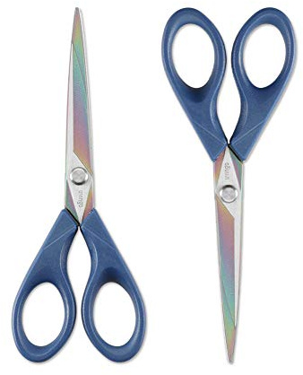 LIVINGO Forbici 17,8 cm in titanio multiuso, confezione da 2, per mancini e destri, forbici in acciaio inossidabile forgiato con lama affilata, multiuso per casa, ufficio, scuola, studenti, cucito