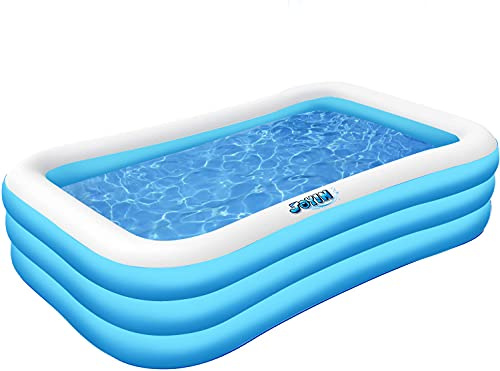 120 Inflatable Family Swimming Pool 120 X 72 X 22 Full-Sized Inflatable Lounge Pool for Baby, Kiddie, Kids, Adult, Infant for Ages 3+ Indoor Outdoor Water Party/Family Activity