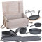 Semptec Urban Survival Technology Kochgeschirr: 9-teiliges Gusseisen-Dutch-Oven-Set mit Aufbewahrungskiste aus Holz (Dutch Ovens Pfannen mit Deckel, Gusseisen Kochtopf, Camping Kocher)