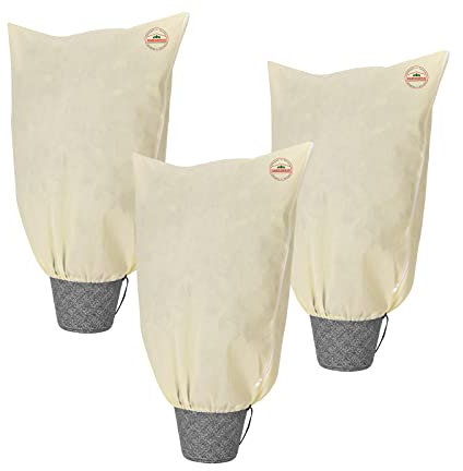 Gardebruk® Kübelpflanzensäcke 3er Set 60x80 cm 70g/m² Reißverschluss Garten Frostschutzhaube Winterschutz für Pflanzen Pflanzenschutzvlies Beige