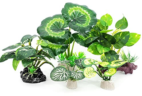 Vtapliea 5Pack Tall Aquarium Plants - Reptile Habitat Plants Realistic Silk Fake Betta Fish Tank Decor for Terrarium Aquascaping