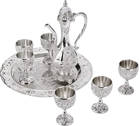 Alvinlite Türkisches Vintage-Kaffeekannen-Set, Türkisches Tee-Set Mit 6 Kaffeetassen, Weinkaraffe Und Gläser-Set, Türkisches Kupfer-Kaffeetassen-Set Für Die Teeparty zu Hause