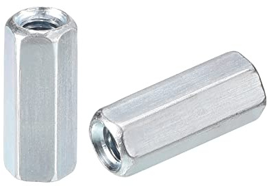 sourcing map 10pcs M5x8x20mm Coupling Nuts - Galvanized Carbon Steel Hex Threaded Rod Coupler for Furniture, Electronic, Industrial