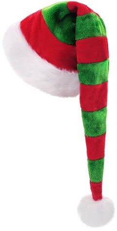 CITÉTOILE Weihnachtsmütze Verlängerte Erwachsene mit Streifen,Plüsch Weihnachtsmütze für Herren und Damen, Santa Clause Mütze für Weihnachtsfeier,Neujahr,Feiertage,Partyzubehör