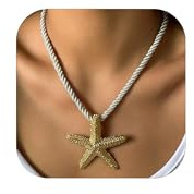 Dcfywl731 Starfish Seashell Necklace for Women Shell Pendant Accessories Chunky Gold Beach Jewelry Womens Fashion Accessories Summer Outfits for Women