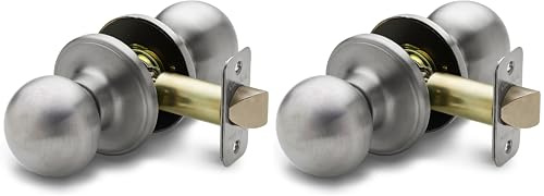 Copper Creek BK2020SS Ball Door Knob, Passage Function, 2 Pack, in Satin Stainless