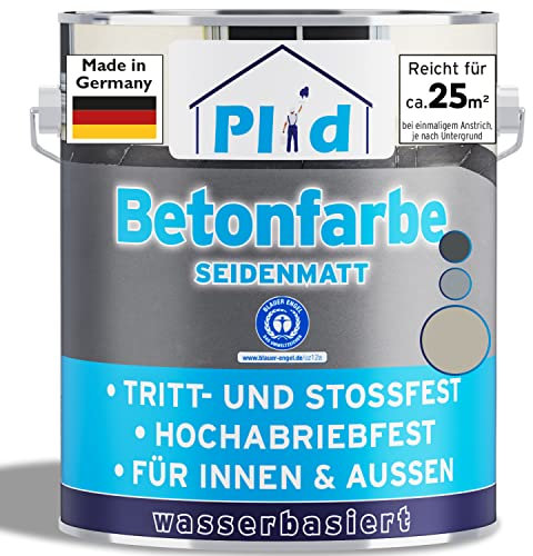 Plid® Pintura para hormigón para interior y exterior, resistente a las heladas, color gris guijarro, 2,5 L, revestimiento de plástico líquido, para suelos de sótanos, cemento, mampostería y madera,
