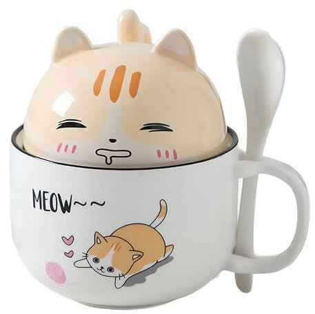 MBSM Kreative Tasse,Katze,Cartoon-Tier, Keramik, Shiba,Paar, Keramiktasse, Heimdekoration, Glas, Frühstück, Milchtasse mit Deckel, Geschenke für Frauen, Freunde, Kinder