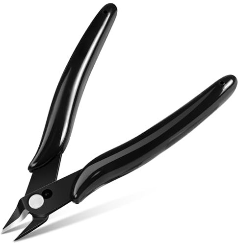 Ainiv Alicates de Corte Diagonal, 1PCS Negro Cortador Lateral con Estuche Protector, Alicates Modelismo para Electricista Cortador de Precisión