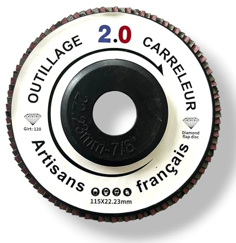 Disco diamantato a lamelle Ø115 mm grana 120 – levigatura e finitura piastrelle, pietra, cemento – foro 22,23 mm per smerigliatrice – Outillage Carreleur 2.0