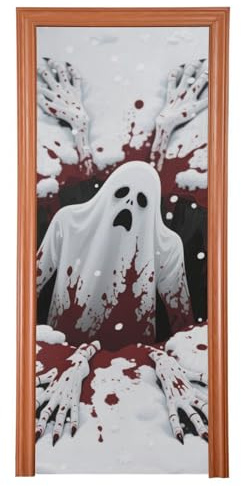 Kommer ut ur snön marken halloween dekorationer ytterdörr skydd 89 x 200 cm höst dörr banderoll vår sommar säsongsdekor M